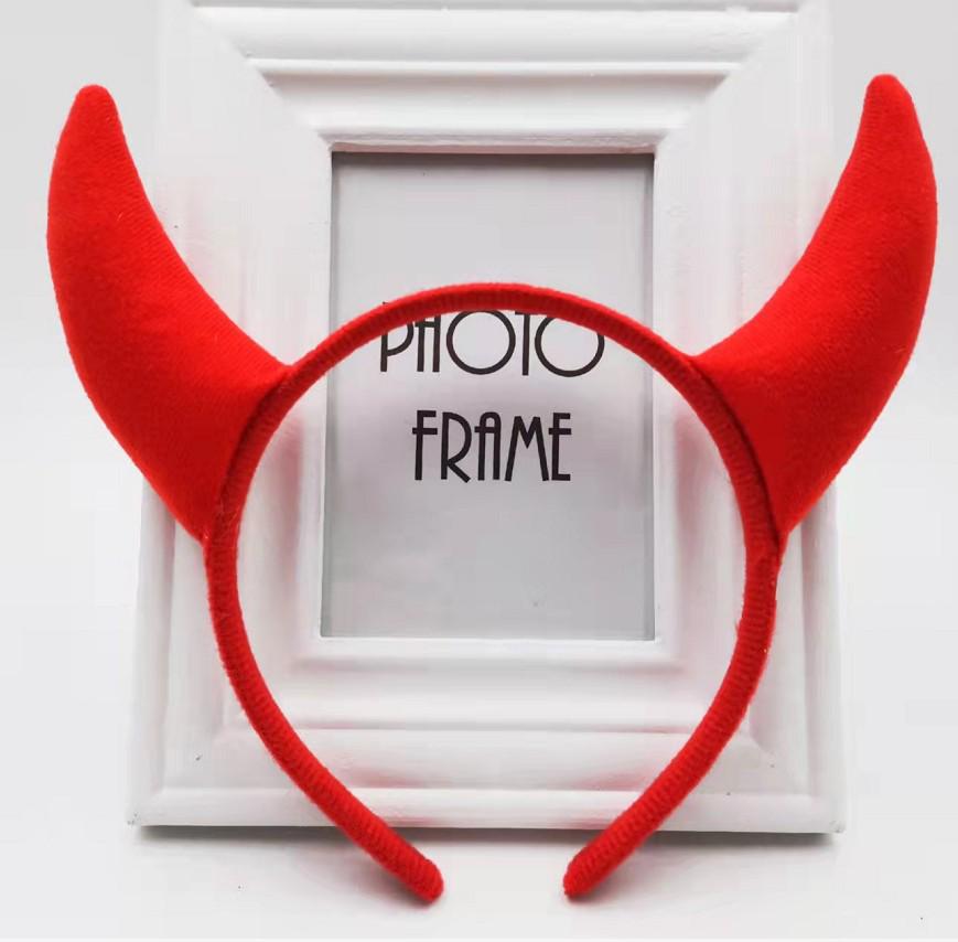 Tiara Chifres de Diabo com Lantejoulas Glitter Dourado para Decoração de Apresentação de Natal e Halloween.