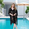 Swim Cover Up Lace White Beach Dress Sexy Long Cover Up Woman Swimwear Bikini Tunic Long Pareos Robe Beachwear Outfit