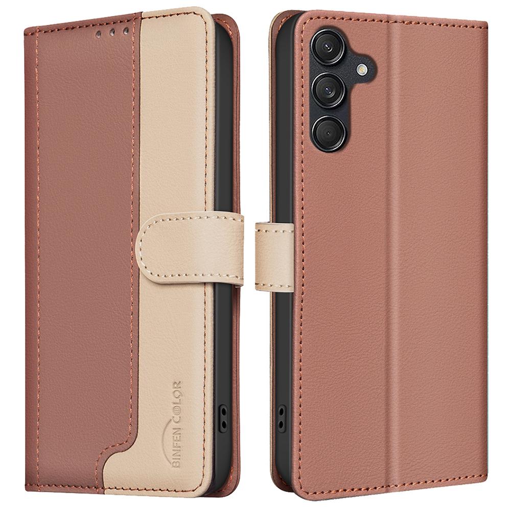 

For Samsung Galaxy A35 5G Case RFID Blocking Wallet Flip Leather Cover Brown