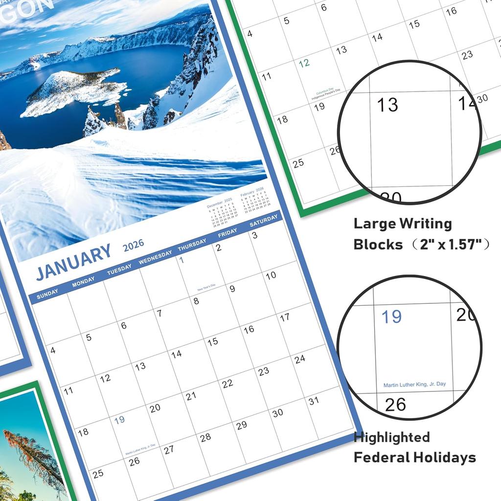 2026 Calendar, 2026 Monthly Square Wall Calendar with Thick Paper, January 2026 - December 2026, 12" x 24" (Open), 2026 Wall Calendar