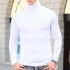 Yousheng Men Layering Top High Collar Prevent Neck from Wind Highly Stretchy Slim Fit Solid Color Pullover Top for Sports Travel Office Daily Wear