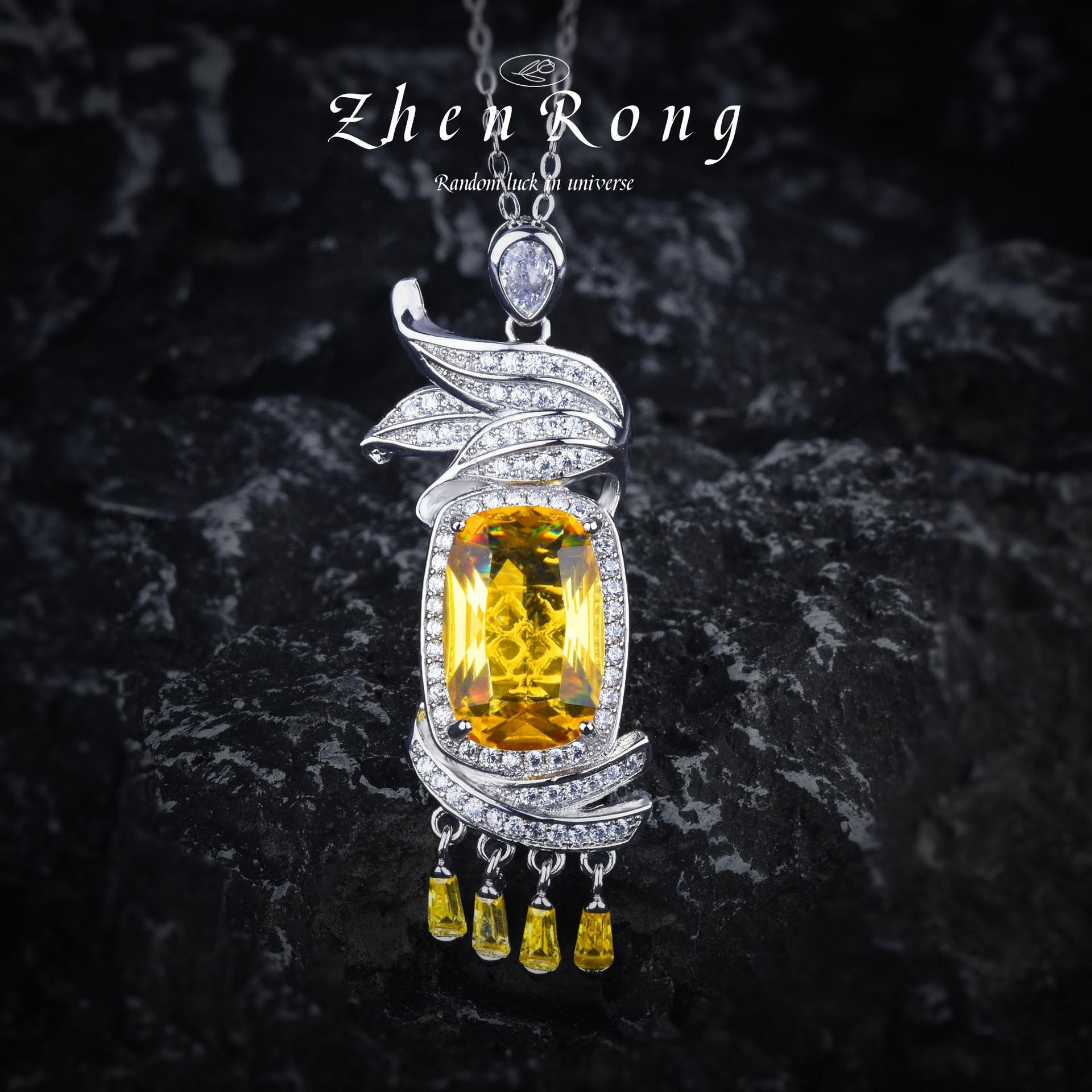 

BELLA BOX Ретро флакон духов имитация королевского сапфира полная дрель многоцветная кисточка кулон подходит для дамских повседневных вечерних модных украшений жёлтый