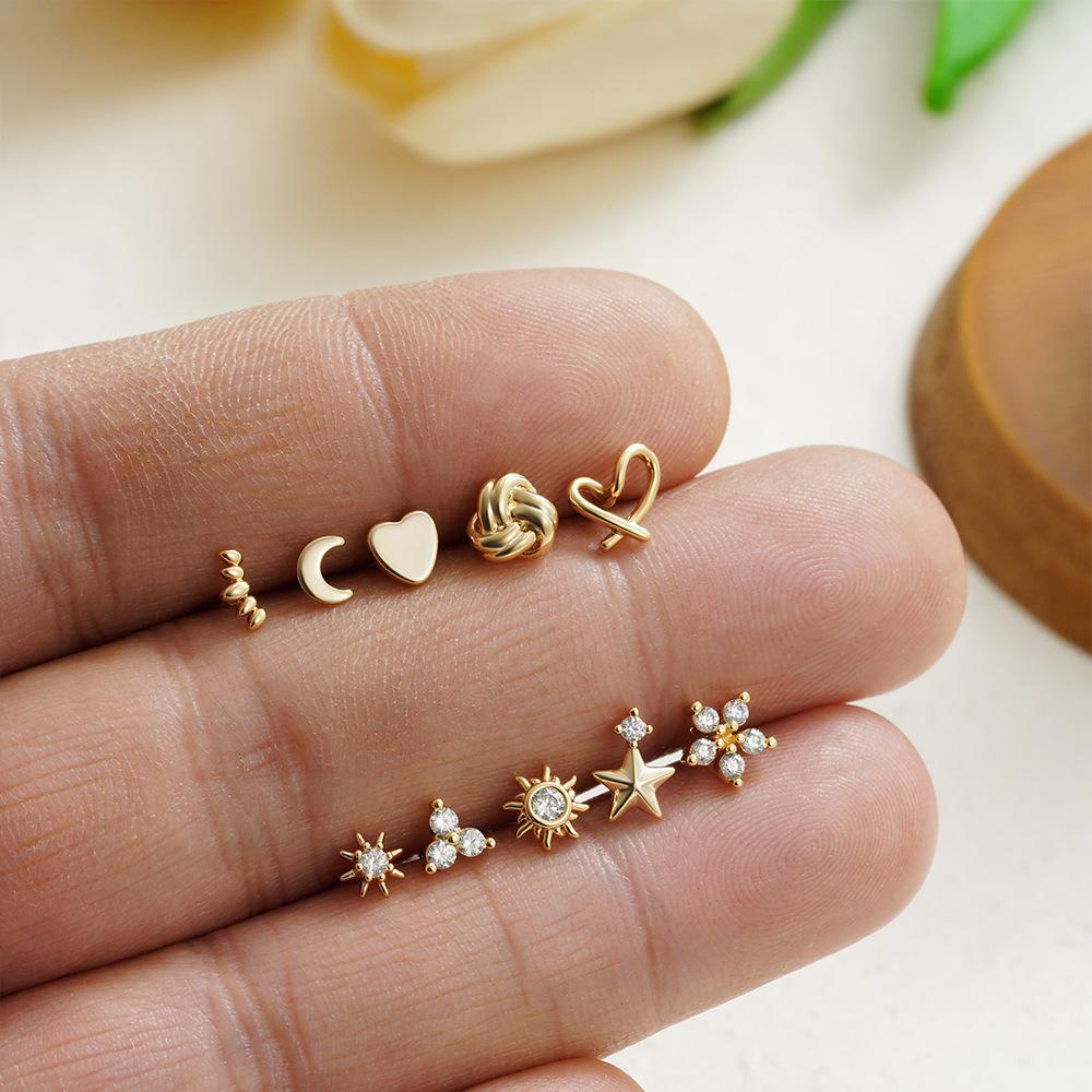 1PC Stainless Steel Star Moon Sun Stud Earrings For Women Simple Daily Wear Cartilage Piercing Earring Punk Unisex Rock Jewelry