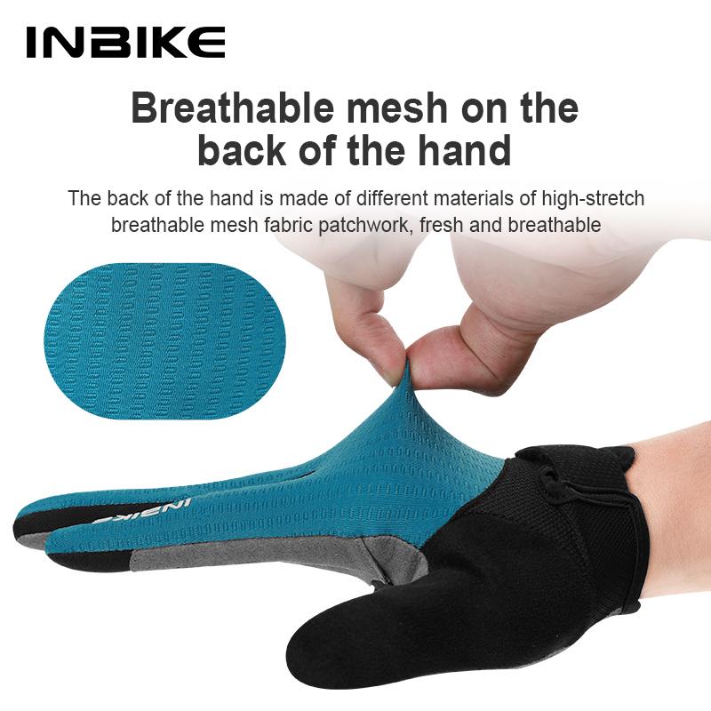 INBIKE 2023 MTB Cycling Gloves Gel Breathable Road Bike Riding Glove Touchsrceen Bicycle Gloves TPR Palm Pad Bike Accesssories
