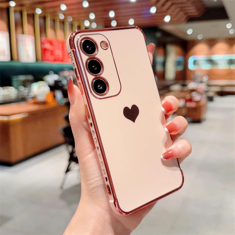 Anti fall Side Love Electroplating Soft Shell Suitable for Samsung S25 UltraS24S23 Mobile Phone Case Small and Fresh A56A15