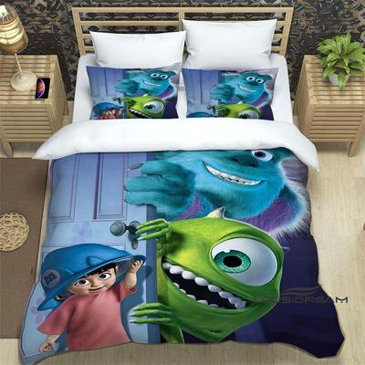 3-piece Monsters, Inc. Bedding Set, 3D Printed Cartoon Pattern Duvet Cover Set, Includes Pillowcases, Filling Not Included.
