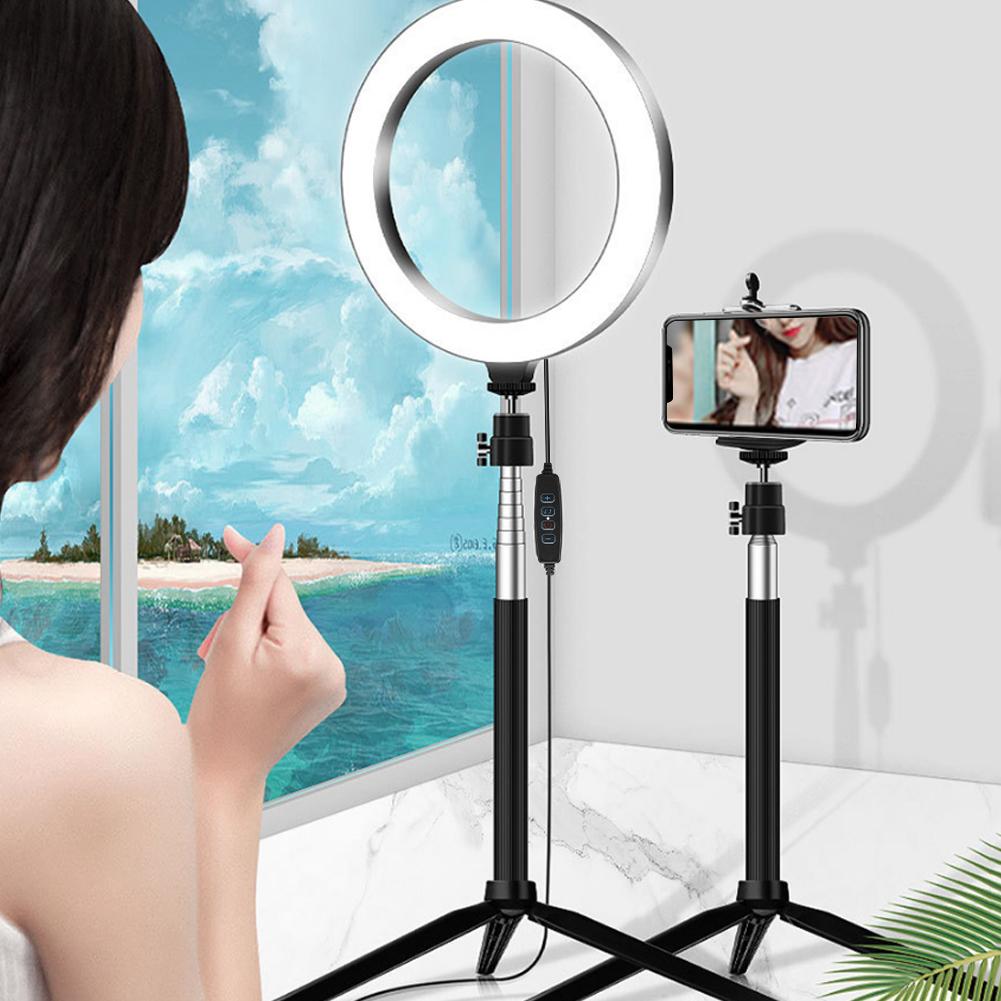 20cm Aluminium Alloy LED Ring Light 3200K 5500K Dimmable USB Port Photography Lamp with Tripod Selfie Stick