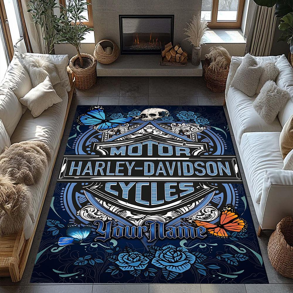 Harley-davidson Motorcycles Customize Text Carpet Design for Bedrooms Dormitory Game Room Decorate Room Antislip Carpet Office Home Decor
