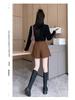 Women's High-Waist Corduroy Pleated Shorts - Slim, Wide-Leg, All-Match Casual for Autumn/Winter 2023