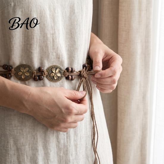 Braided Rope Waistband Bohemian Waist Belt for Women, Vintage Rhinestone Cord Ethnic Style Decor Chain, Adjustable Layered Belly Chain Dresses
