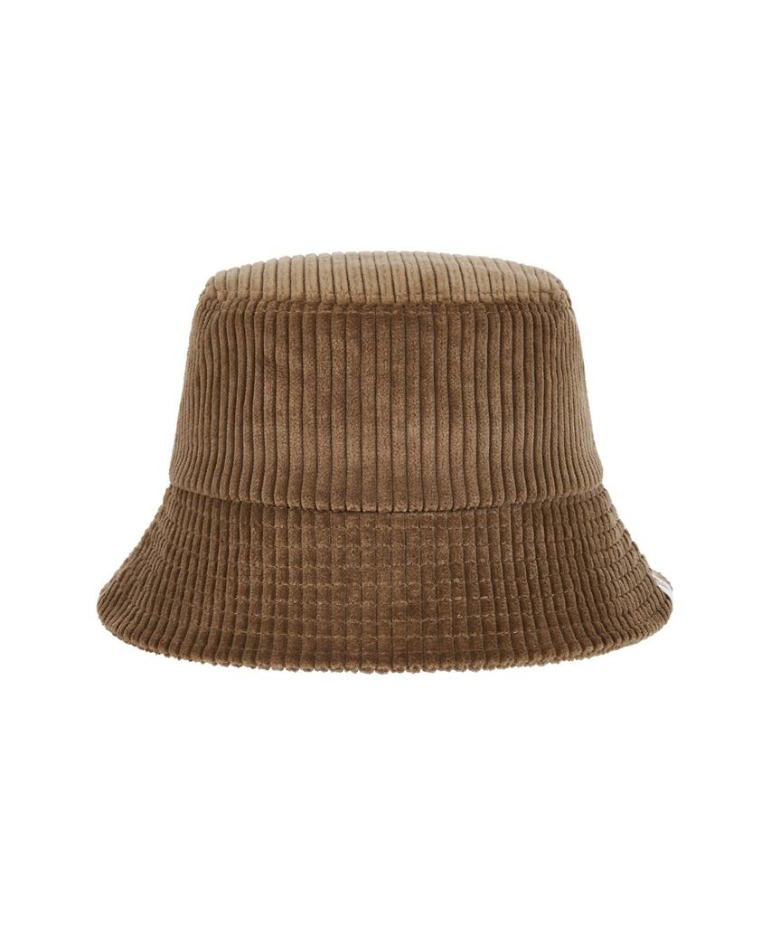 Bajal Wide Corduroy Label Bucket Hat Brown