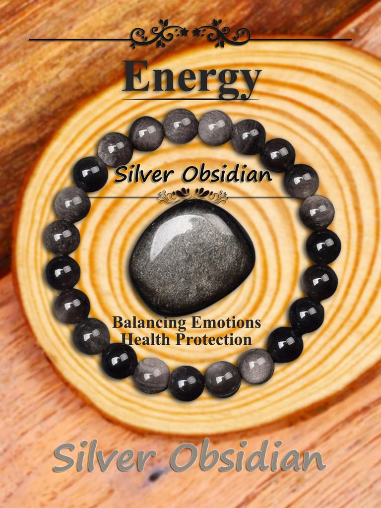 Real Natural Labradorite Stone Bead Bracelet Men Women Vintage Black Flash Stone Bracelet with Original Natural Crystal Gift