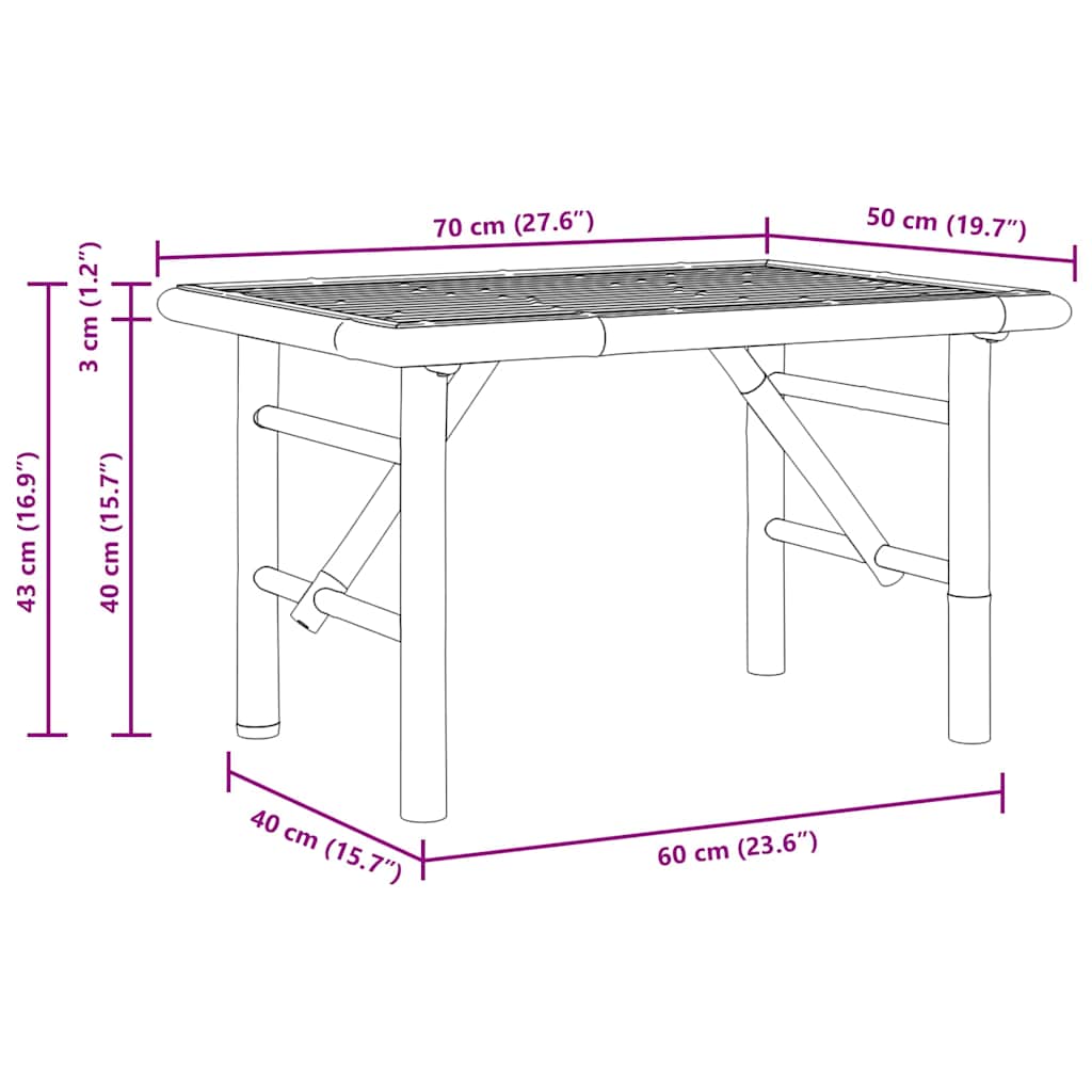 Coffee Table Brown 70 X 40 X 36 Cm Bamboo
