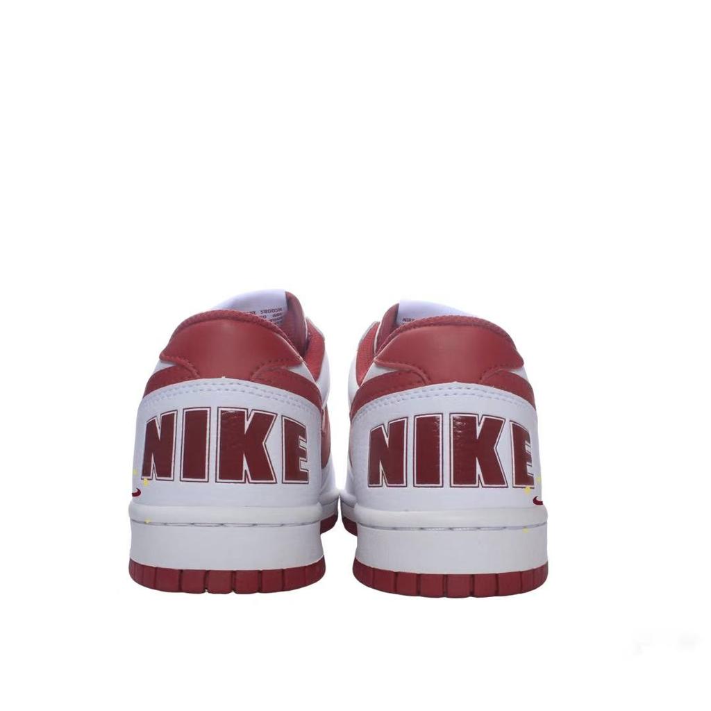Nike Big Cushioning Slip Resistant Low Top Skateboard Shoes Men's White Red 355152-150(Team1180-)
