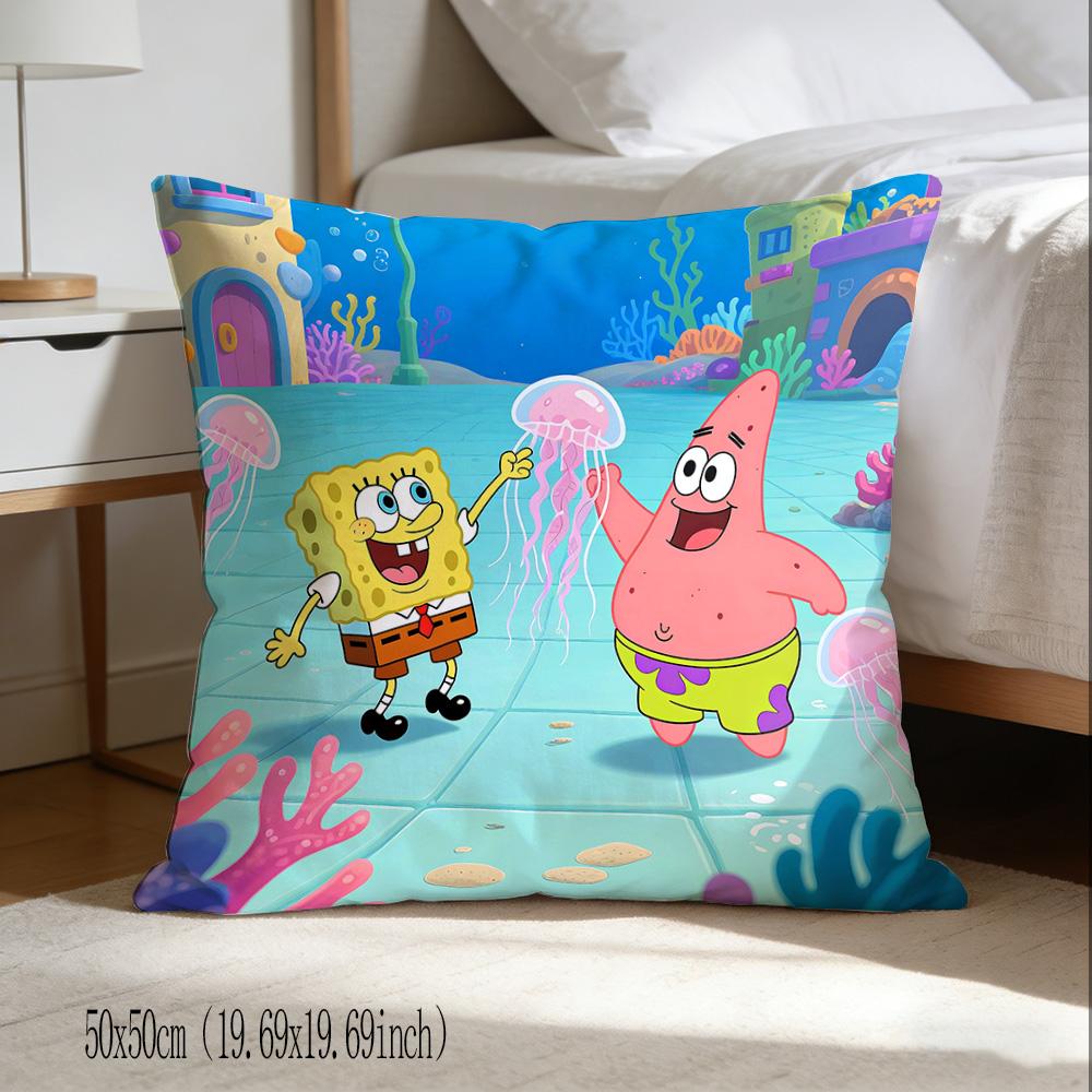 Cushion Covers For Bed Pillows Kawaii Spongebobs Decorative Pillowcases Home And Decoration 45X45 Cushions Cover Fall Decor Sofa