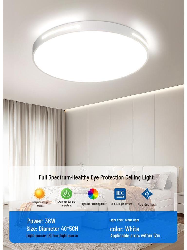 Ultra-Thin LED Ceiling Light 2025 - Full Spectrum Eye Protection, Super Bright Minimalist Design for Master Bedroom