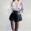 Domira Erotic Lingerie Sexy See-through Low Neckline Showing Chest Hip Skirt Secretary Uniform Suit Temptation Professional Attire