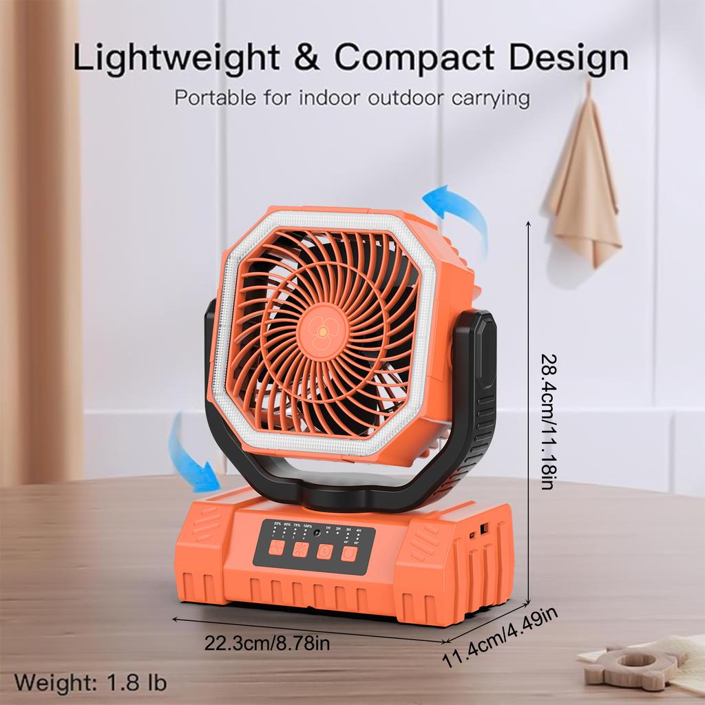 20000mAh Tent Fan, Rechargeable Camping Fans for Tents with Auto-Oscillation, Remote Timer LED Lantern, Hanging Hook 4 Speeds for Fishing Power Outage
