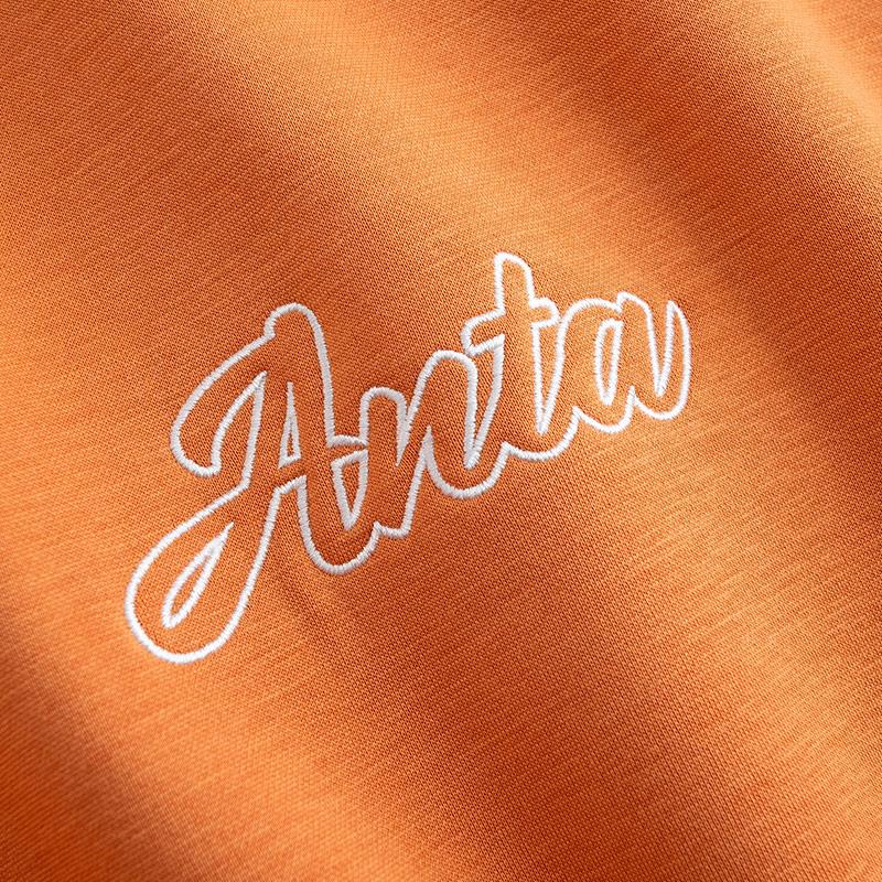 Anta Hooded Fleece Pullover Long Sleeve Knitted Casual Sweatshirt Unisex Sweatshirt Fly-Flower-Orange 972618705N-6