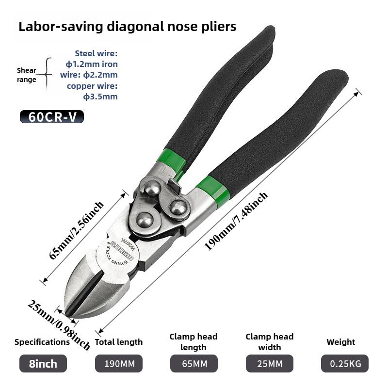 8" Diagonal Pliers Crimping Tool Wire Stripper Multi Tools Chrome Vanadium Steel Diagonal Side Cutting Pliers Wire Cutter