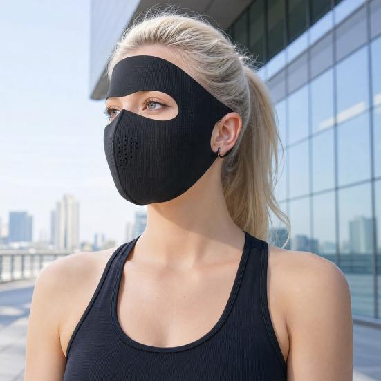 Soft Ice Silk Face Guard, Full Face Wrapping Face Protector, Breathable Holes Face Shield with Elastic Ear Loop for Outdoor Cycling Hiking Fishing