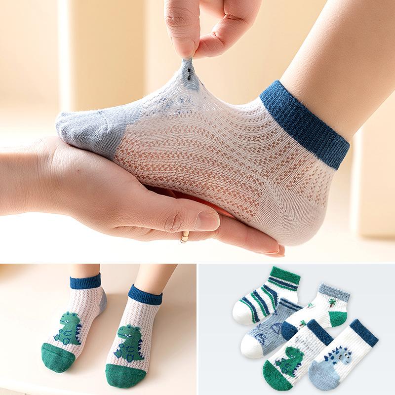5 Pairs/Lot Cute Baby Boys Short Spring Summer Breathable Ankle Socks For Girls Cotton Mesh Children Kids Boat Socks