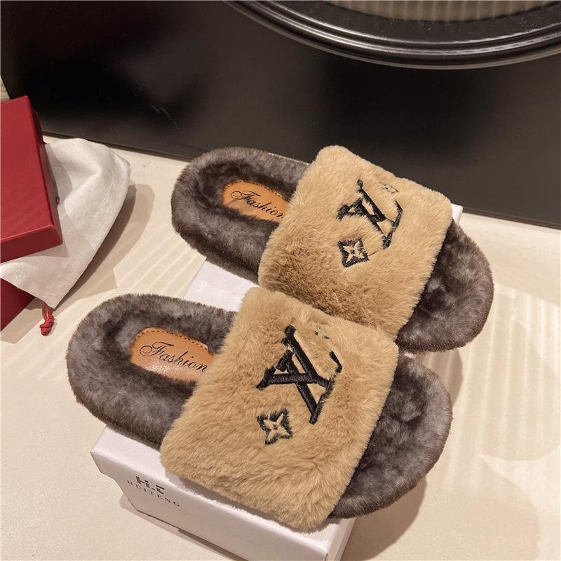 Women's Trendy Korean Flat Bottom Fuzzy Slippers for All Seasons 2025