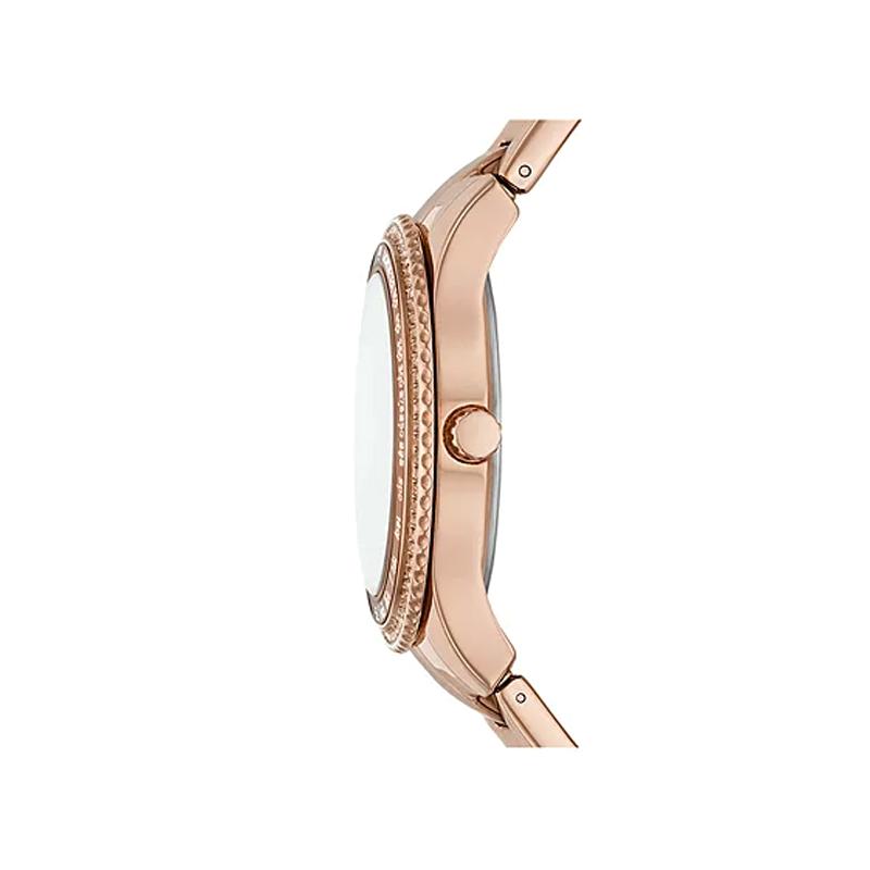 FOSSIL Stella Collection Wrist Watch Quartz Movement Stainless Steel Strap Tan Watch Dial Women's Watch 50m Waterproof ES5109