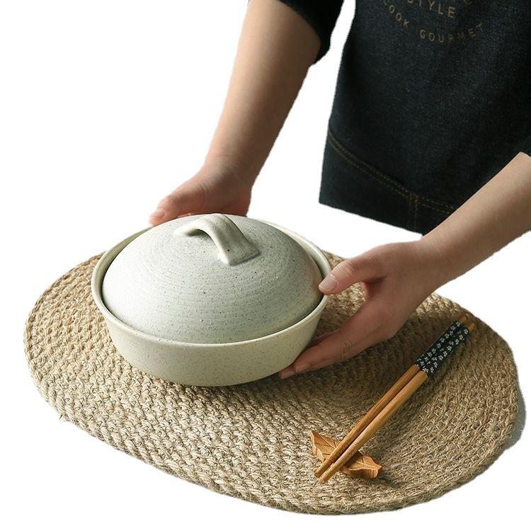 Nordic Ins Linen Woven Placemat Straw Coaster Japanese Cotton and Linen Bowl Mat Pot Mat Dining Table Household Insulation Mat