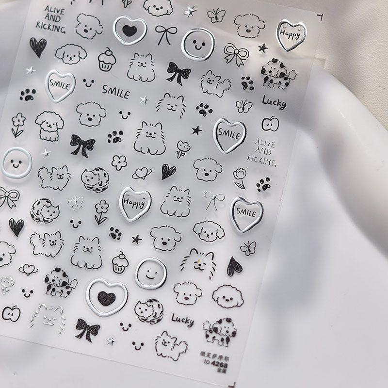 Xiaohongshu Cute Puppy Cat Nail & Phone Stickers