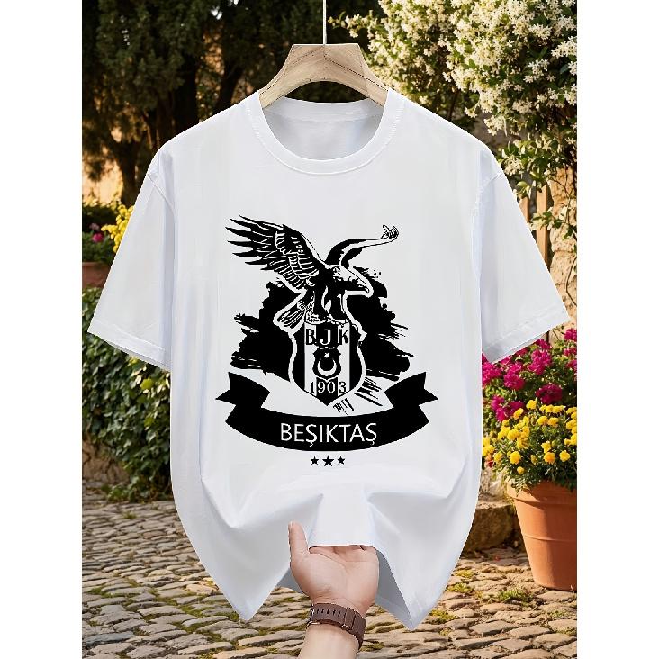Maglietta da uomo Besiktas Istanbul Soccer Club - Aquila e Maglia Ufficiali, Vestibilità Regolare, Traspirante, Adatta per Abbigliamento Casual da Tifoso, Lavabile in Lavatrice