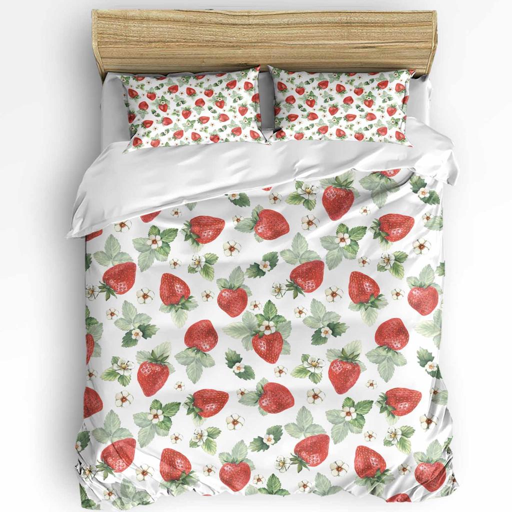 Summer Fruit Red Pomegranate Green Leaf Duvet Cover with Pillow Case Custom 3pcs Bedding Set Quilt Cover Double Bed Home Textile