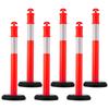 VEVOR 6 Pack Traffic Delineator Posts, 1140 Mm Traffic Safety Cones with Fillable Base and Reflective Strips