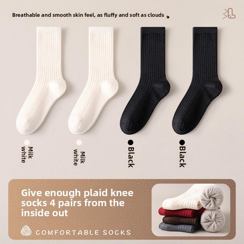 

Dui Dui носки для женщин весна и осень средний цилиндр двойной иглы толстые иглы осень и зима теплые месячные носки 4 Pairs