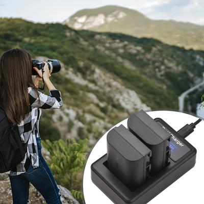 LP-E6/ E6N Battery & Charger Kit 2pcs 7.4V 2650mAh Battery + 1pc LED2-LPE6 Dual Channel Camera