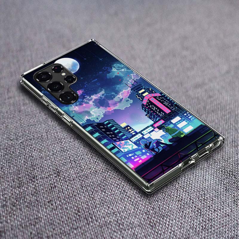 E-Edgerunners Cartoon C-Cyberpunk Phone Case For Samsung Galaxy S24 S23 S21 S20 FE S22 S26 Ultra S25 Edge S10 Plus Cover Clear T