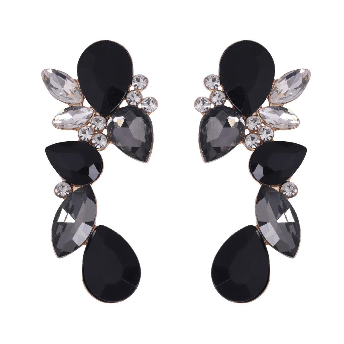 

Серьги в форме капли с драгоценными камнями, роскошные стеклянные серьги с бриллиантами, свадебные украшения чёрный