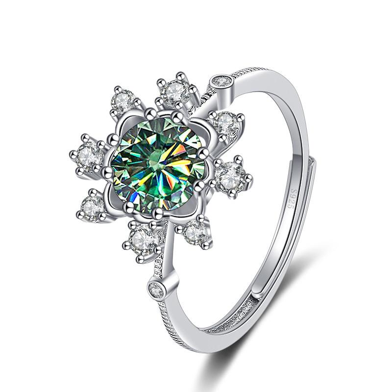

Bague Ringen 1 карат, восемь сердец, восемь стрел, муассанит, ювелирные изделия с бриллиантами, кольцо из стерлингового серебра S925, кольцо со снежинкой, кольца регулируемого размера 1ct adjustable зелёный