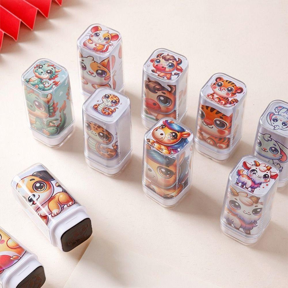 DIY Painting Zodiac Stamps Hand Account Animals Figure Stamps Cute Animals Seal  Boys and Girls