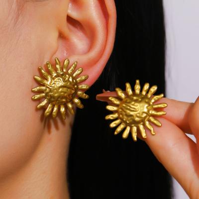 Böhmische Ohrringe Halskette Unregelmäßige Kette Imitation Perlen Halskette Retro Abgenutzte Sonnenform Ohrstecker Gesicht Schlankmachender Schmuck