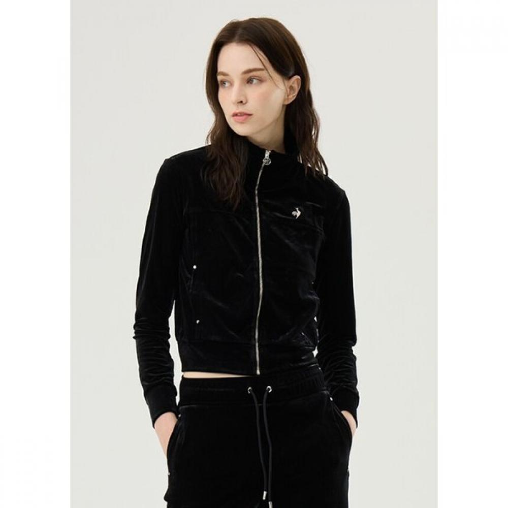 Le Coq Sportif Women Velvet Slim Fit Stand Neck Zip Up Blk Qp422ofto1