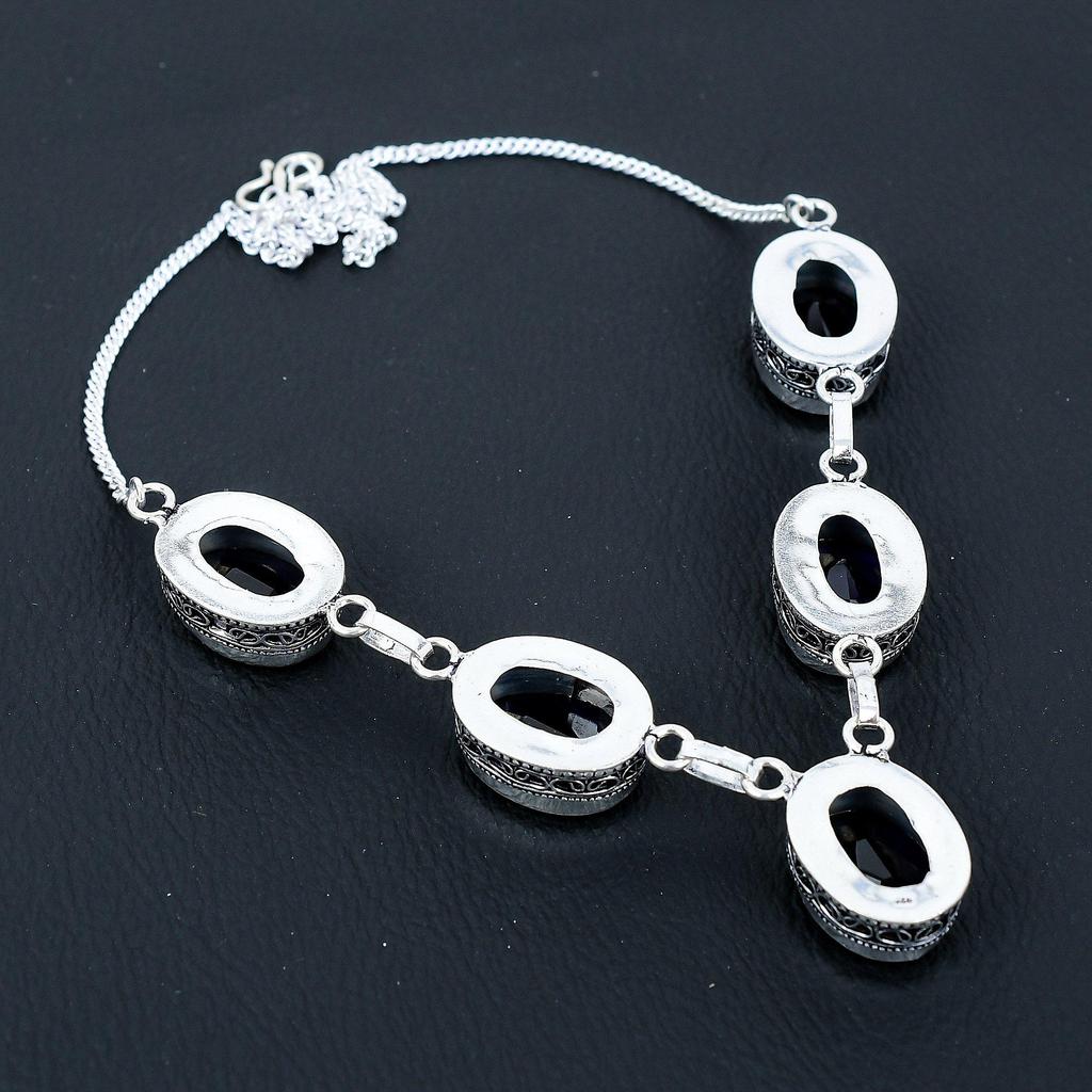 Blauer Saphir Edelstein Handgemachte 925 Sterling Silber Halskette, Antike Schmuck Halskette, Blaue Saphir Halskette für Frauen, Schmuck für Geschenke