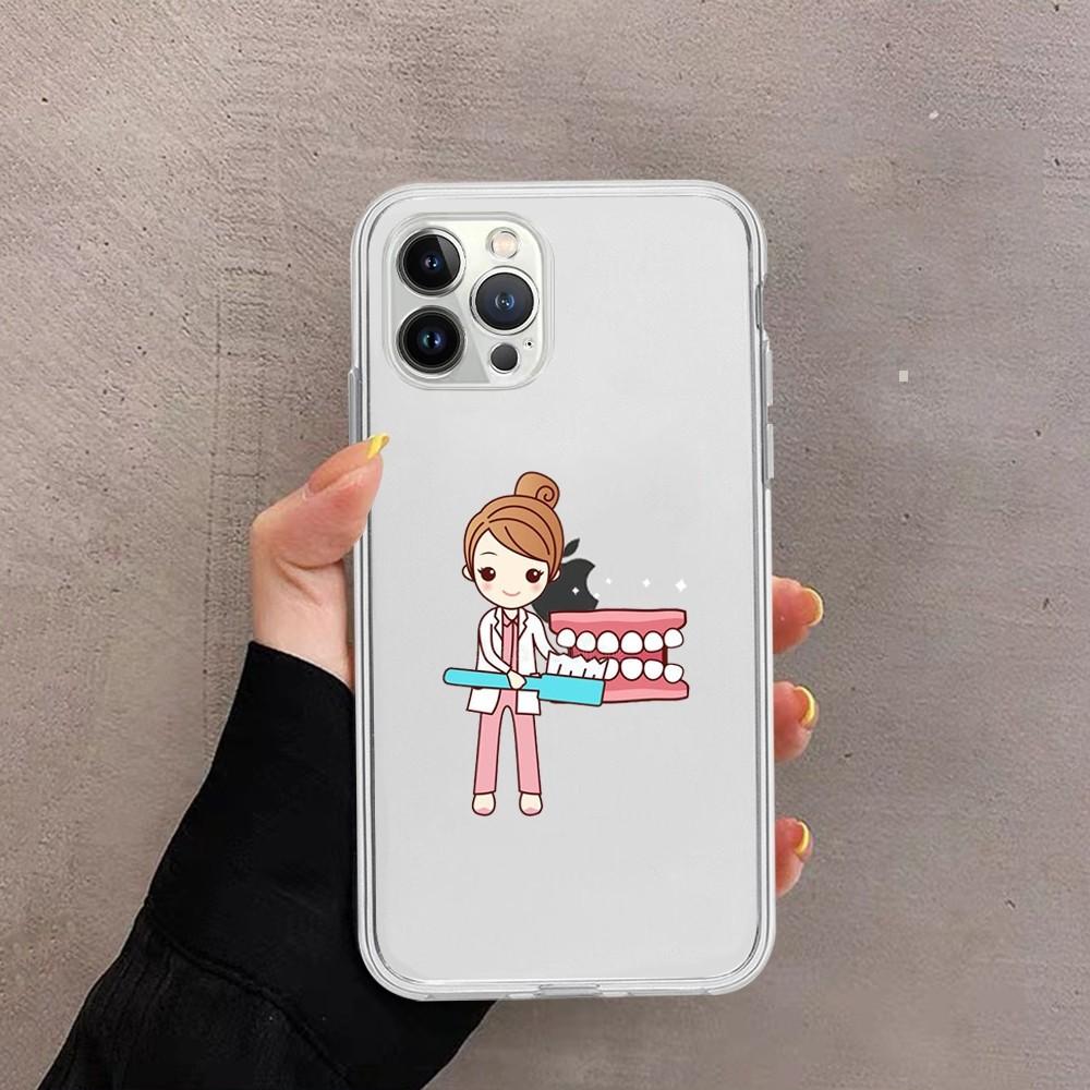 Teeth cute cartoon Phone Case For iPhone 15 13 14 Pro Max XS XR 12 11 Pro 13 Mini 6 7 8 Plus Soft Clear Back Cover