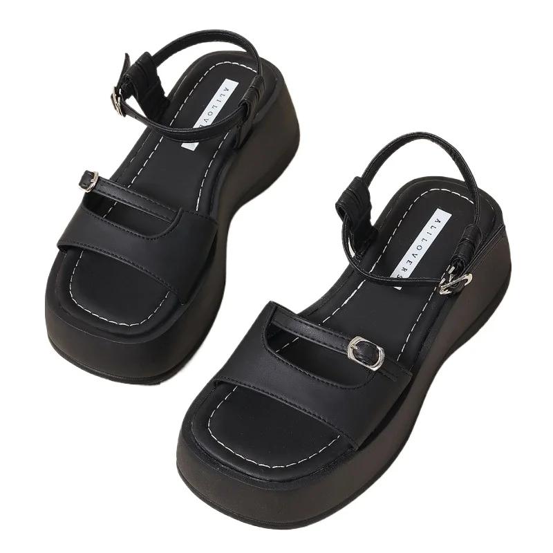 2025 Summer Women's Outdoor Open Toe Platform Sandals Buckle Strap Wedges Casual Daily Walking Shoes for Leisure Comfort