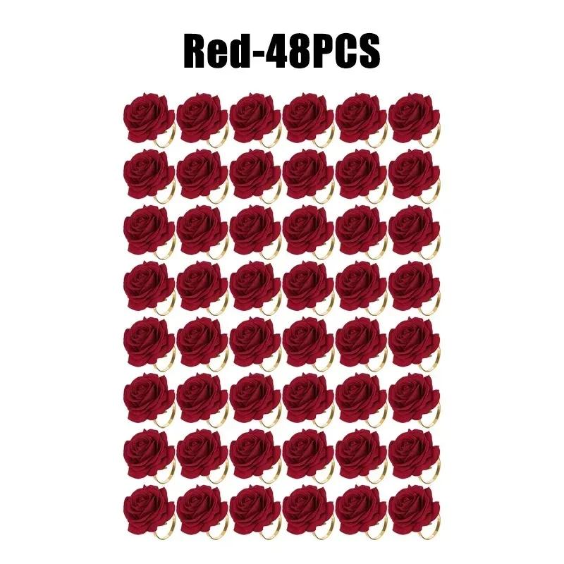 96PCS Rose Napkin Clasp, Pink Rose Red Rose Napkin Ring, Wedding, Valentine's Day Banquet, Party Christmas Birthday Decoration