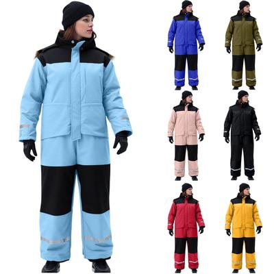 Women's Fashionable Casual Winter Outdoor Adult One-Piece Ski Suit Cold-Resistant  Thickened Warm Windproof Glow-in-the-Dark Hooded Ski Suit