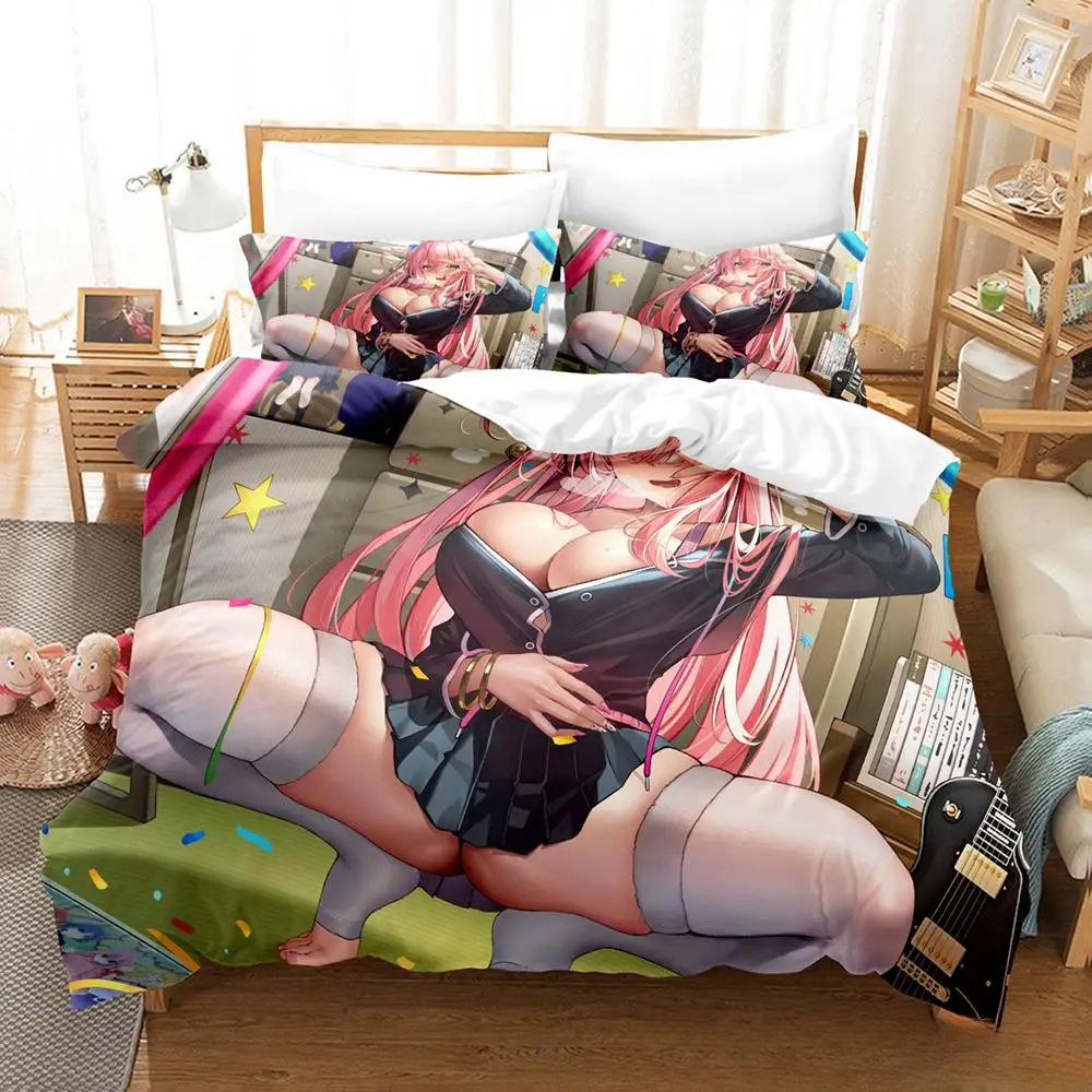 Kawaii Anime BOCCHI THE ROCK Gotou Hitori Bedding Set Single Twin Full Queen King Size Bed Set Adult Kid Bedroom Duvetcover Sets