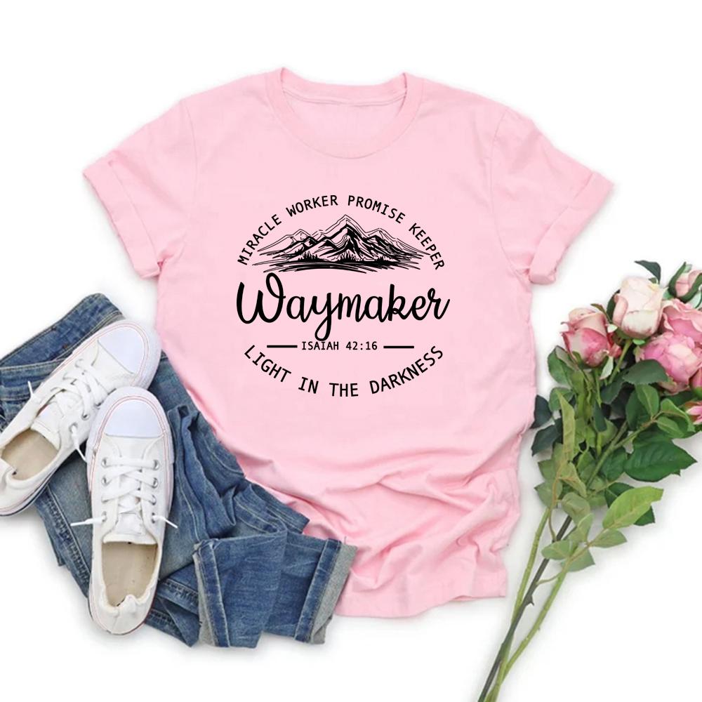 Waymaker T-Shirt Christliches T-Shirt Religiöses Glaubens-T-Shirt Damen Kurzarm Grafik-T-Shirts Jesus Christliches Geschenk Streetwear Oberteile