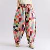 DIMANAF 2026 Autumn New Plus Size Women Long Pants Print Floral Cotton Linen Vintage Loose Elastic Waist Casual Lady Bottoms