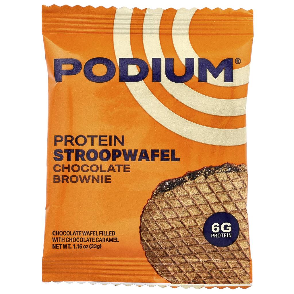 Podium Nutrition, Protein-Stroopwafels, Schokoladen-Brownie, 8 Waffeln, 33 g (1,16 oz) Jeder
